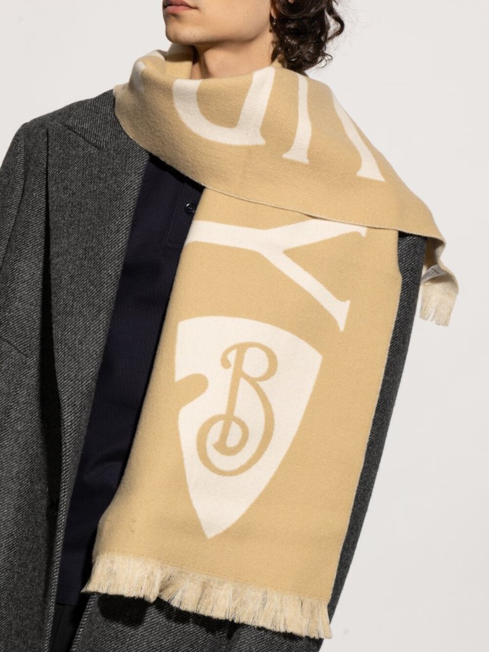 Burberry Men's Wool Logo B-Shield Scarf